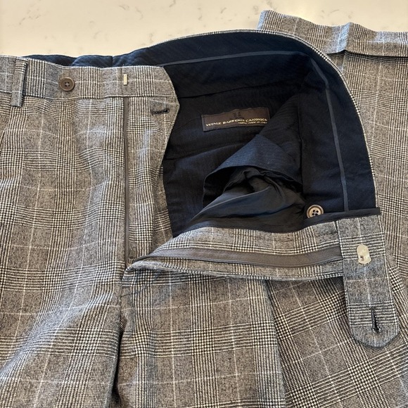 Brooks Brothers Italian Wool Pants 36x29 Black White Houndstooth Pleated Cuffed - Picture 10 of 10